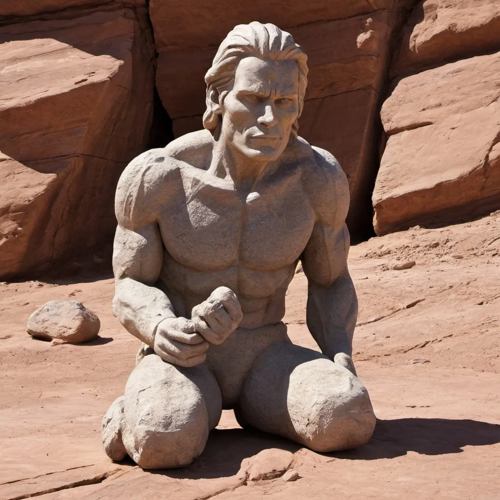 Prompt: Man made of rock 