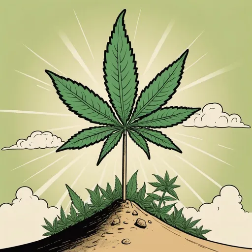 Prompt: Light green flag with marijuana leaf in center, small numbers 420 in beige on flag background, Robert Crumb style drawing, 1960s hippy holding pole, flag on pole in ground, high quality, detailed, vintage, Robert Crumb style, 1960s, hippie, marijuana leaf, light green, beige, retro, detailed illustration, iconic, ground pole, peaceful vibes, artistic cartoon, vibrant colors, unique perspective, whimsical