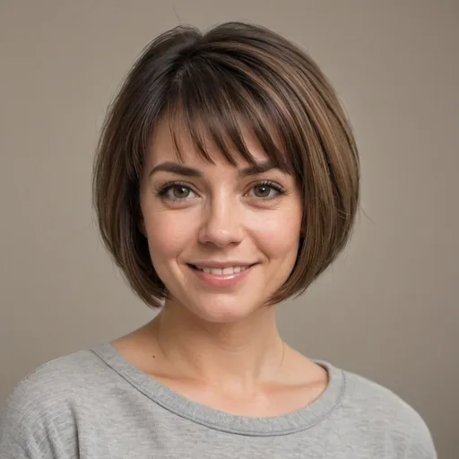 Prompt: A happy mom in her twenties. She has a layered bob haircut that looks easy to maintain, often referred to as a 'mom cut'. This hairstyle should be neat, stylish, and practical, suggesting that it doesn’t take much time to look great. The setting is indoors, with a soft, neutral background to keep the focus on her and her haircut. She is wearing a casual yet neat top that a new mom might wear at home.
RAW photo, (high detailed skin:1.2), 8k uhd, dslr, soft lighting, high quality, film grain, Fujifilm XT3, photorealistic image
