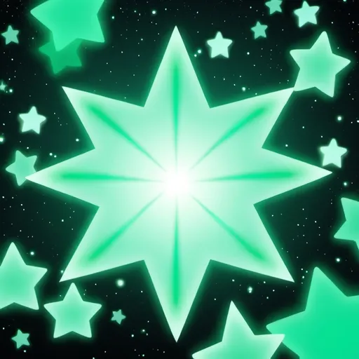 Prompt: Make me, A Minty Gfx For my Roblox Background for gfx Pfp, Minty, Stars, That are glowing