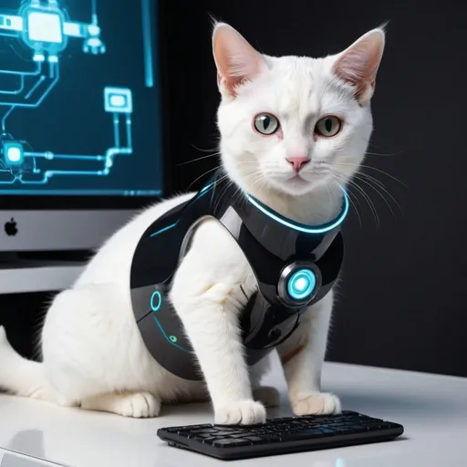 Prompt: futuristic cat with some technological advantages