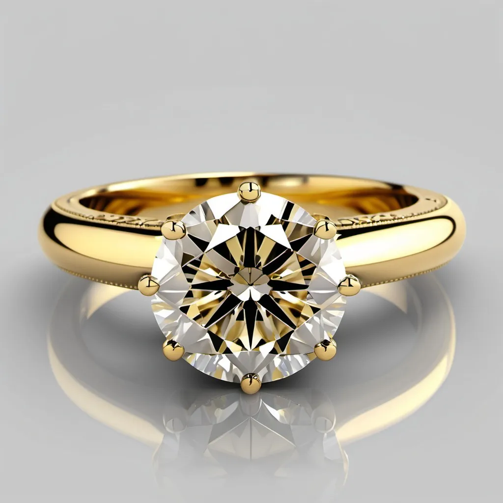 Prompt: A 2.5 ct solitaire diamond ring.
Yellow gold.
Heavy miligrain.
Diamond with perfect clarity.