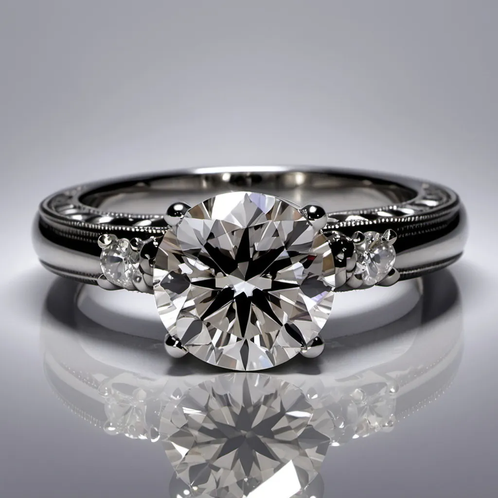 Prompt: A 2.5 ct solitaire diamond ring.
Heavy miligrain.
Diamond with perfect clarity.