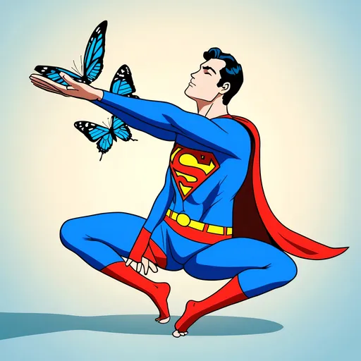 Prompt: Superman yoga papillon