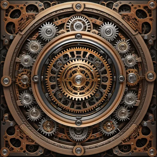 Prompt: Mandala with mechanical tools, intricate and detailed, high precision, polished metal textures, vibrant colors, symmetrical composition, steampunk, high quality, digital art, detailed gears and cogs, precise craftsmanship, professional lighting, industrial color palette