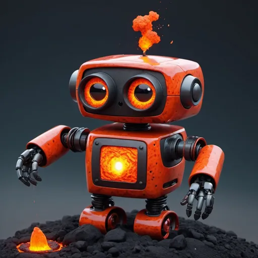 Prompt: make a cute robot with lava on it
