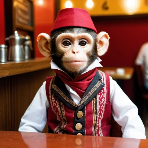 a monkey on a toilet with a plunger on his head