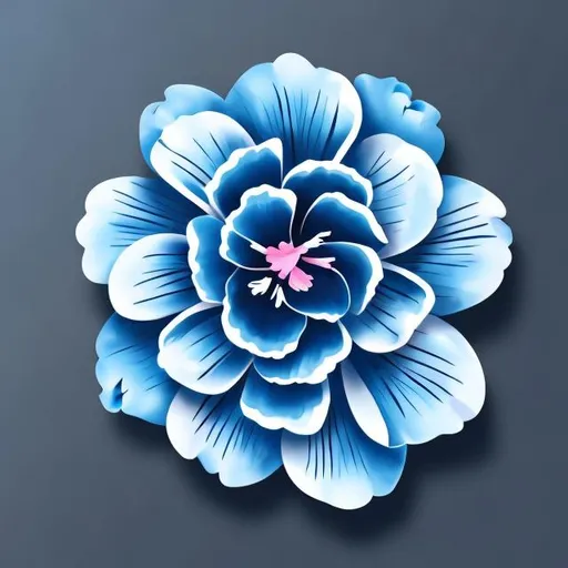 Prompt: a stylized symbol , A blue carnation flower,  background in black