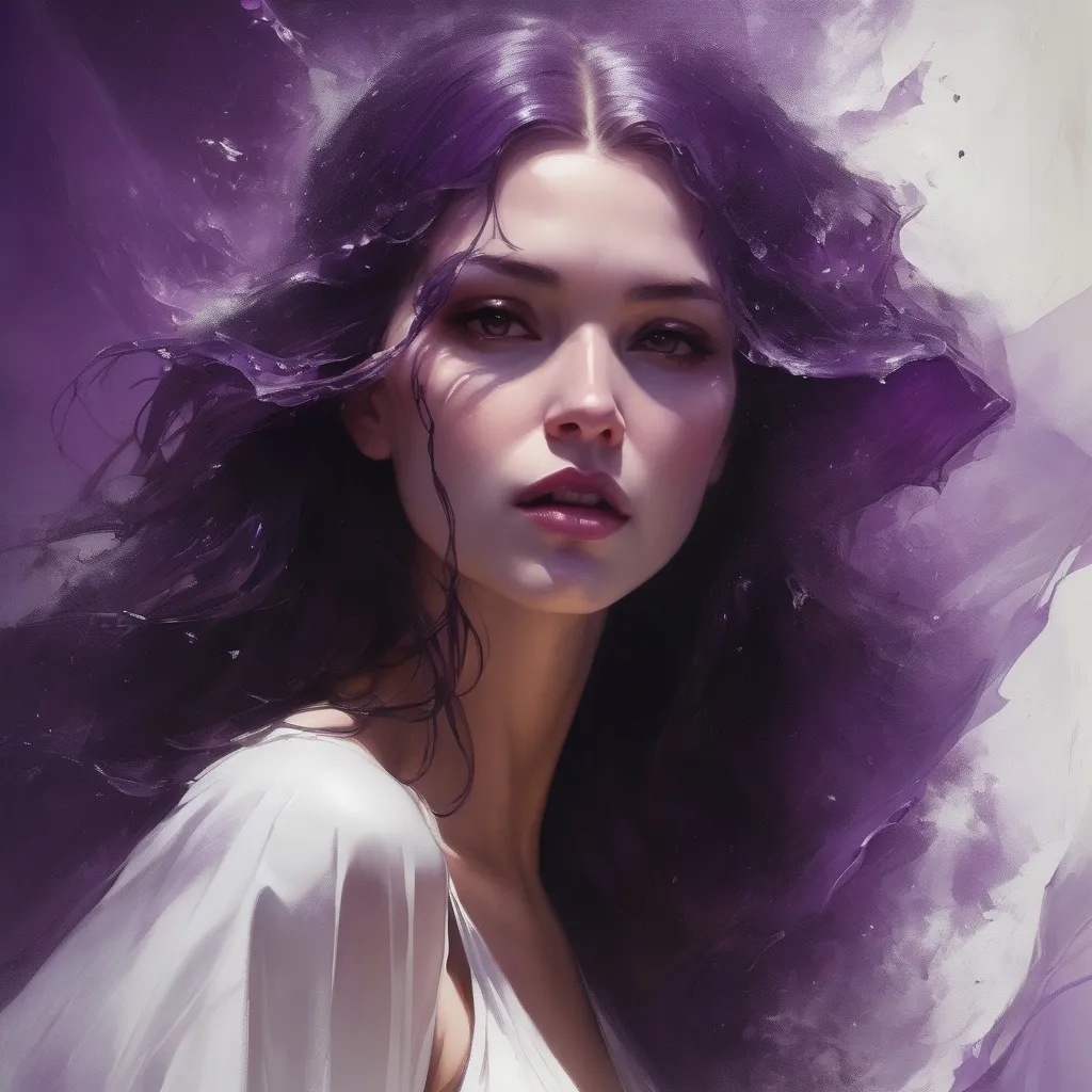 Prompt: woman in purple crystal geode, sheer white cloth falling down around her, by artgerm, alessio albi, fabian perez, pino daeni, karol bak, cushart, wlop, craig mullins, peter mohrbacher, daniel f gerhartz, malcolm liepke