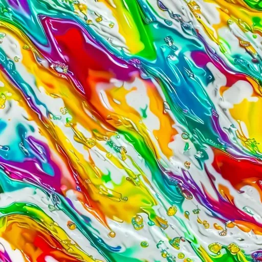 Prompt: High quality multicolored clear liquid squirting out of a doctor's office needle white background single flow of liquid