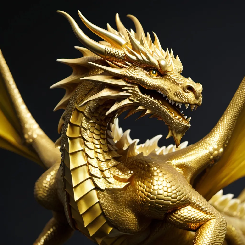 Prompt: (gold dragon), majestic