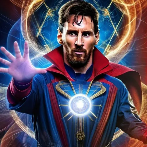 Prompt: messi and doctor strange in one person