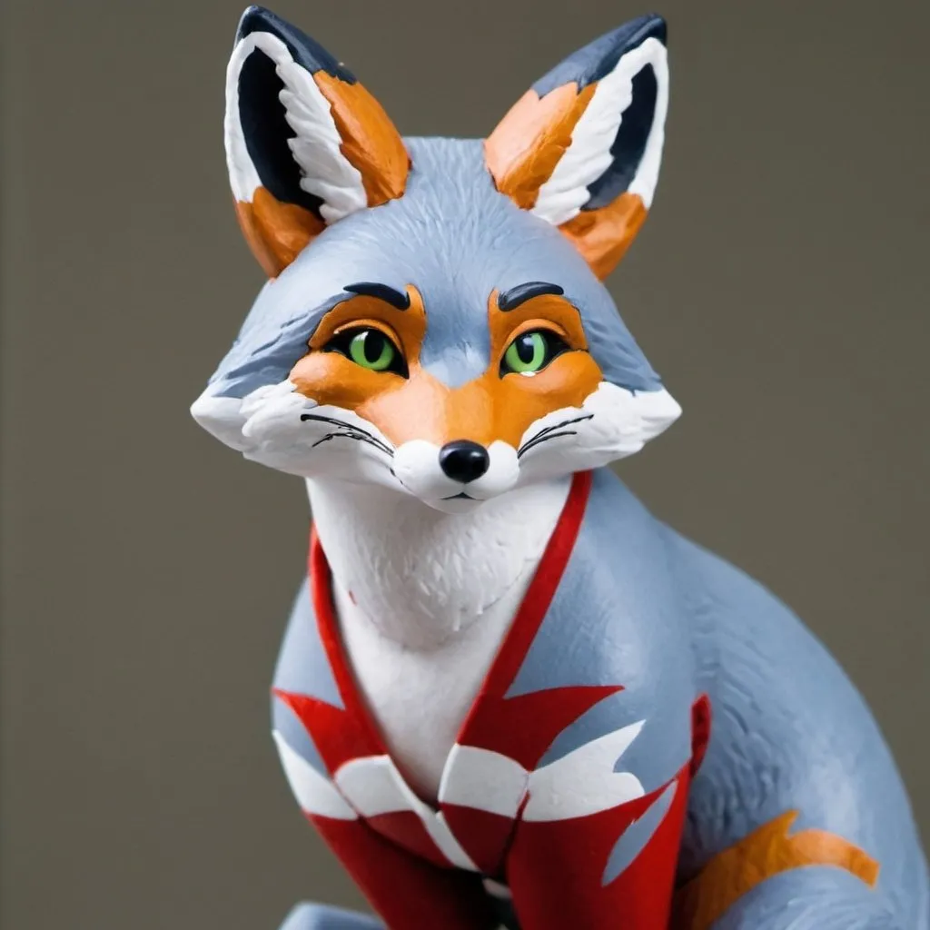 Prompt: a grey fox is blue