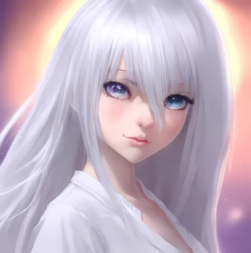 Prompt: Beautiful White hair anime girl