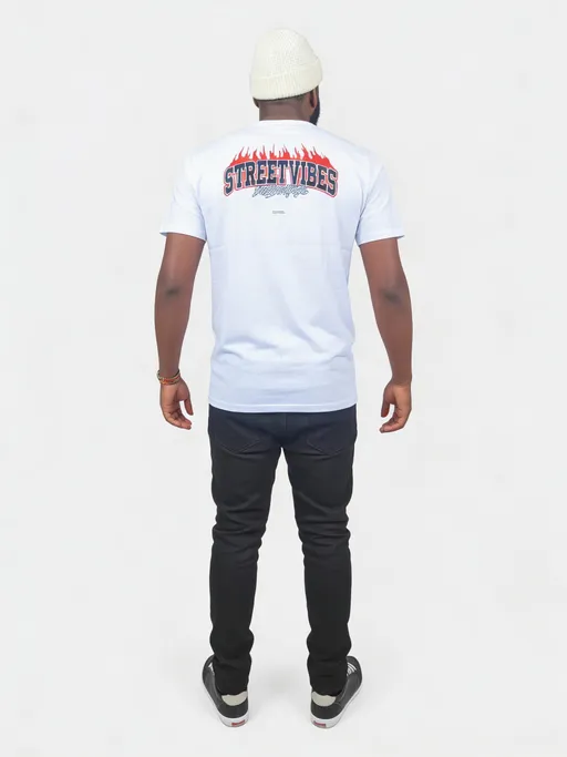 Prompt: The images Image1 represent the character. the character's clothing is Image2. 生成角色背面上半身视图。 需要包含角色完整的头部，保持自然站立姿势，双臂自然下垂。使用纯白色背景。确保上半身完整呈现，符合人体比例。