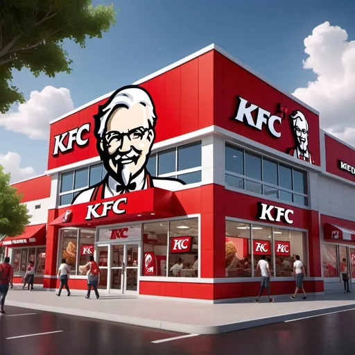 Prompt: KFC store with center perspective, in middle of screen