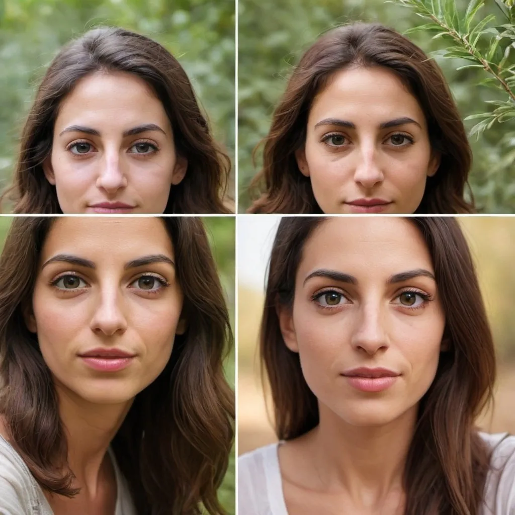 Prompt: CREATE 3 PICTURES OF AN ISRAELI WOMEN ON HER 30s. the pictures should be in a real environment. One a selfie and two others in nature. The pictures should look real
