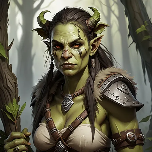 Prompt: Female Orc druid healer