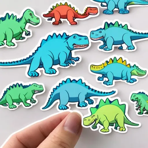 Prompt: Design Dinosaur stickers with toddler names on them


