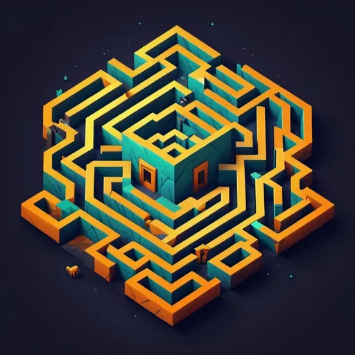 Prompt: A logo for a maze escape game in low poly art style

