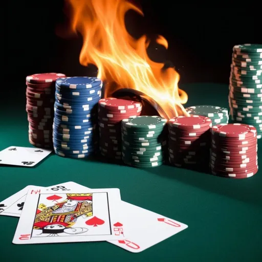 Prompt: I quattro assi di poker in fiamme