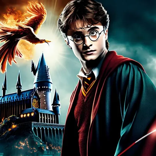 Prompt: Harry Potter with phoenix 