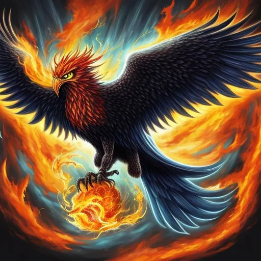 A phoenix is flying with fire,Harry Potter,Magic world | OpenArt