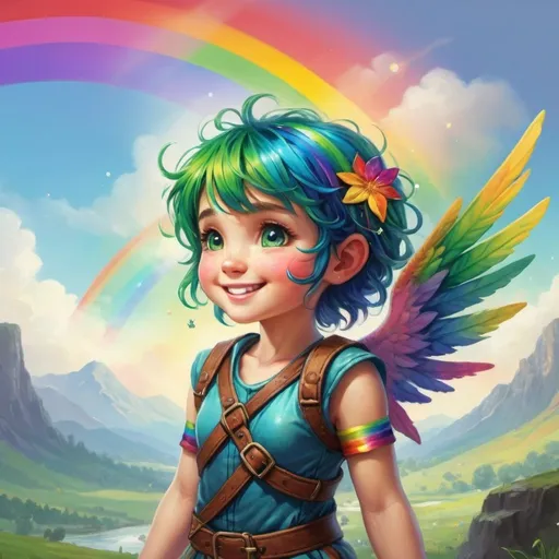 Prompt: Rainbow sprite kind brave happiness