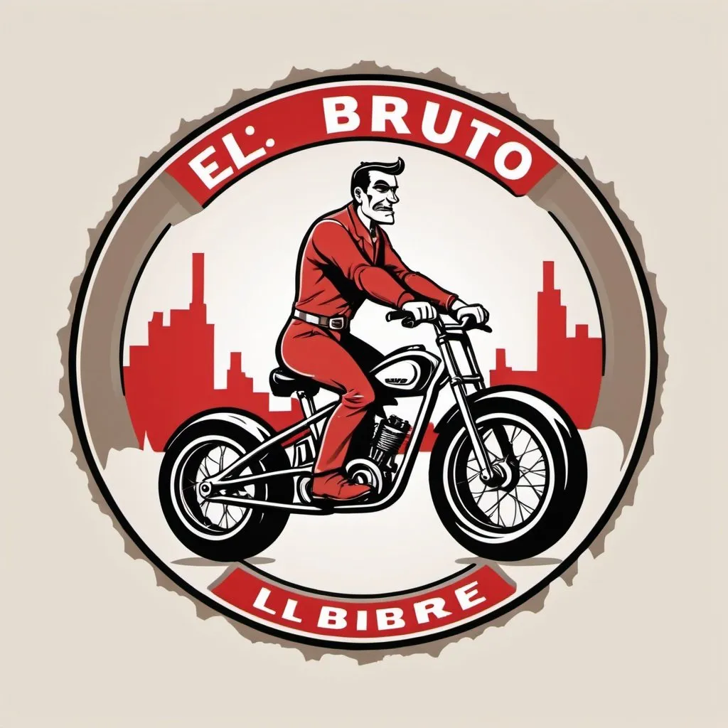Prompt: El bruto libre cartoon, monocycle - logotype