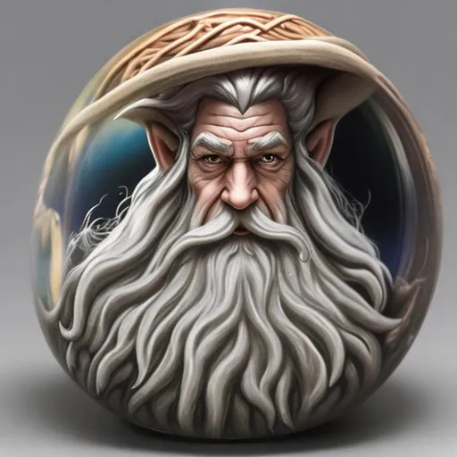 Prompt: gandalf hands palantir orb
