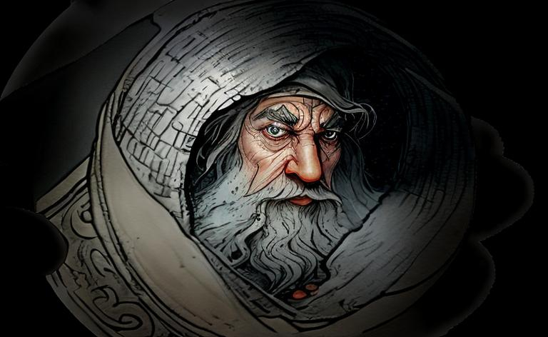 Prompt: gandalf hands palantir orb