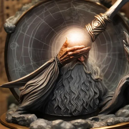 Prompt: gandalf hands palantir orb
