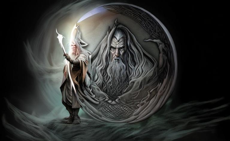 Prompt: gandalf hands orb