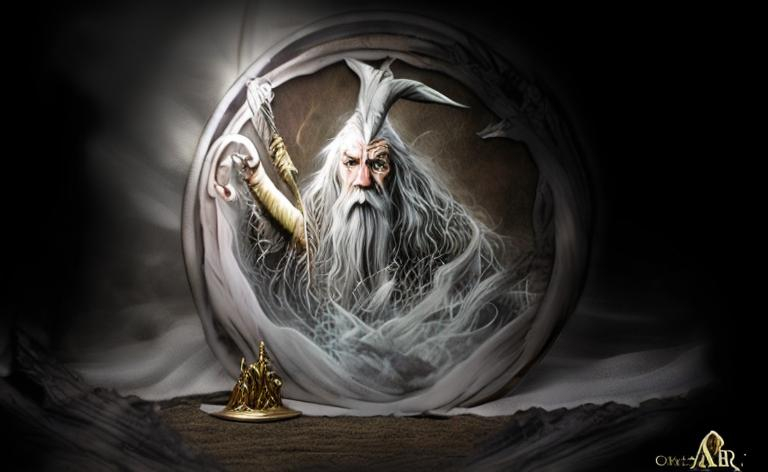 Prompt: gandalf hands orb