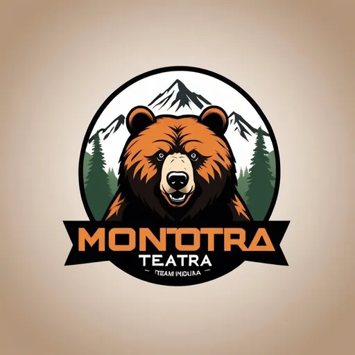 Prompt: Crea un logo para una marca personal, Para un equipo de trail de monta�a, Que la marca se llama TeamTeki que aparezcan monta�as y un oso