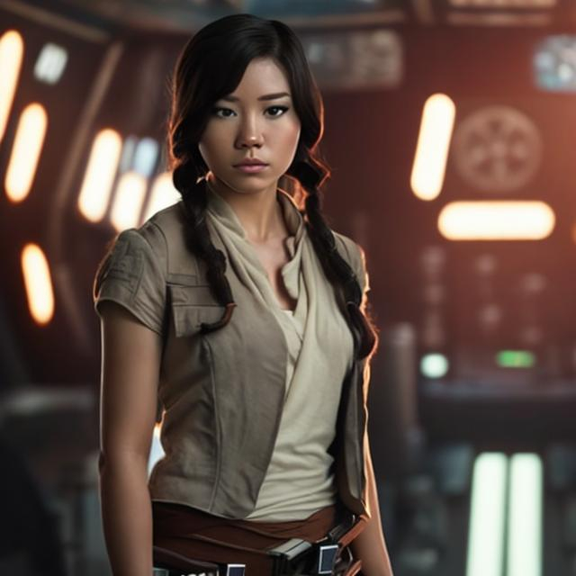 Prompt: Female Asian han solo coloured hair