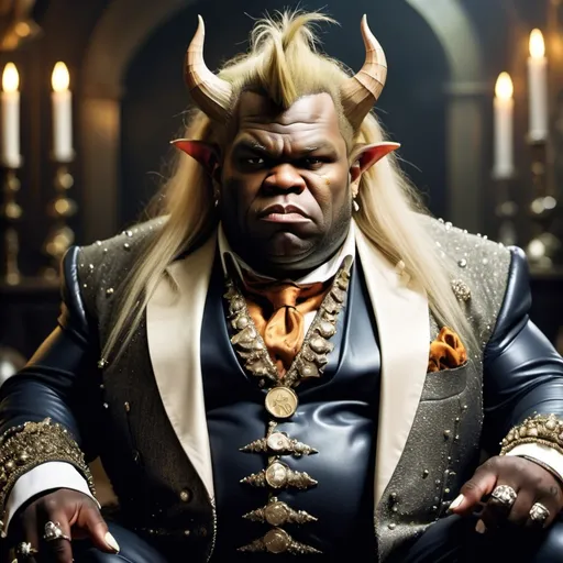 Prompt: fat wealthy 50 cent goblin king