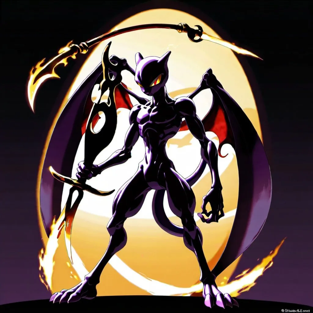 Prompt: Shadow mewtwo with scythe 