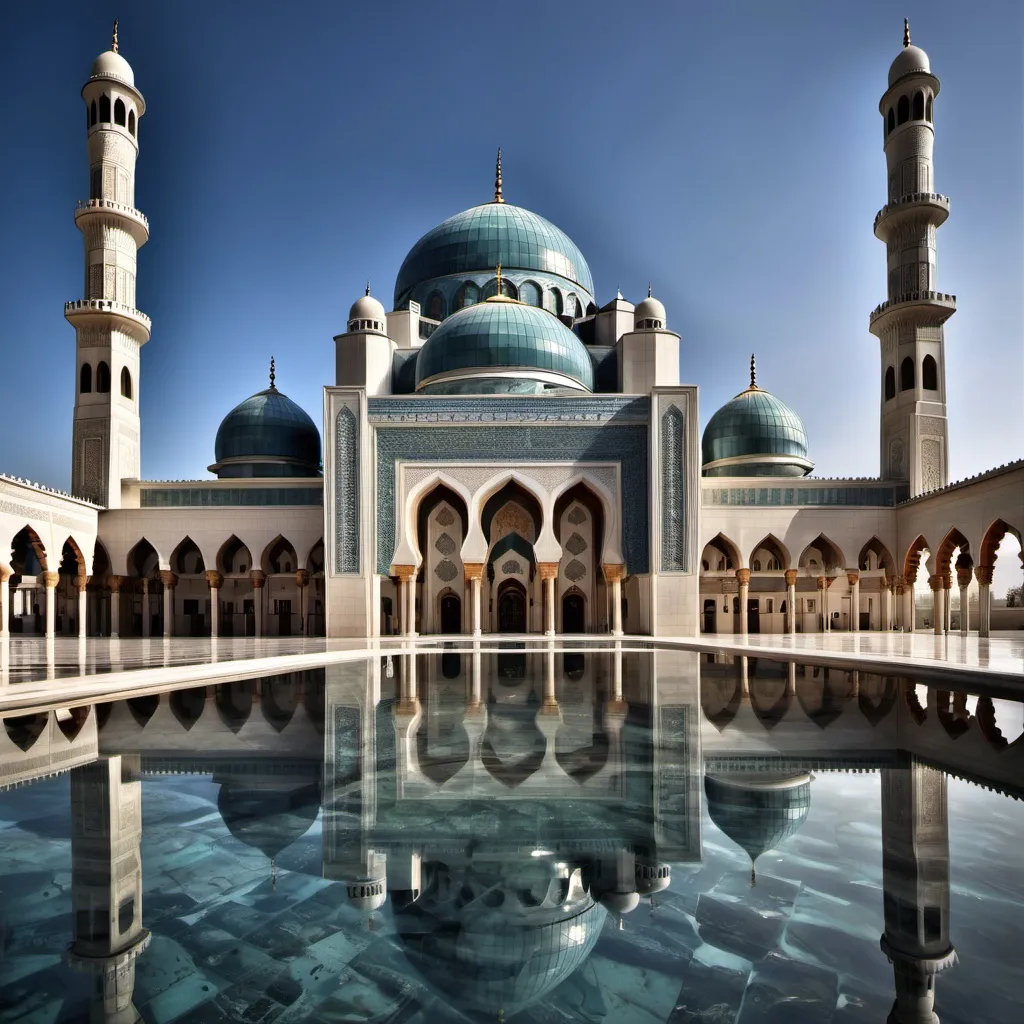 Prompt: most beautiful mosque roung all 
