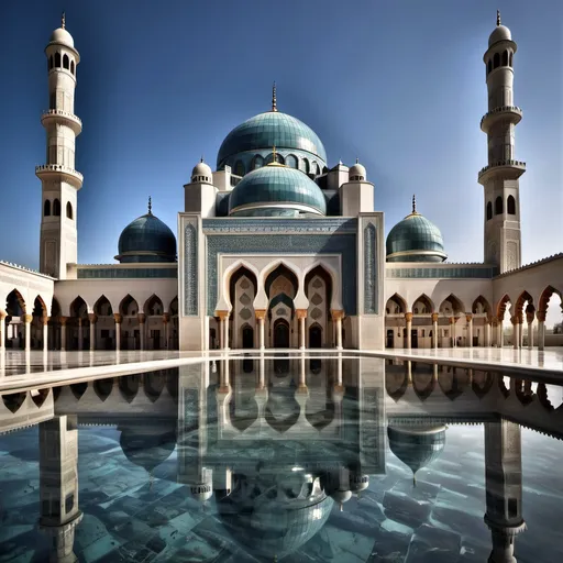 Prompt: most beautiful mosque roung all 
