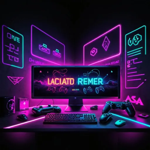 Prompt: Make a cool gamer wallpaper with neon colors
