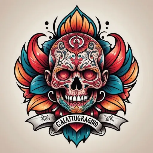 Prompt: logotipo de tatuagens colorido e ilustrativo 