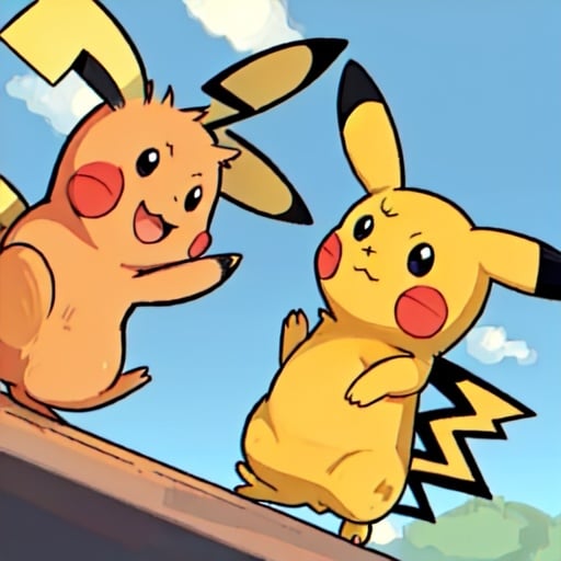 Prompt: Pikachu and Pichu