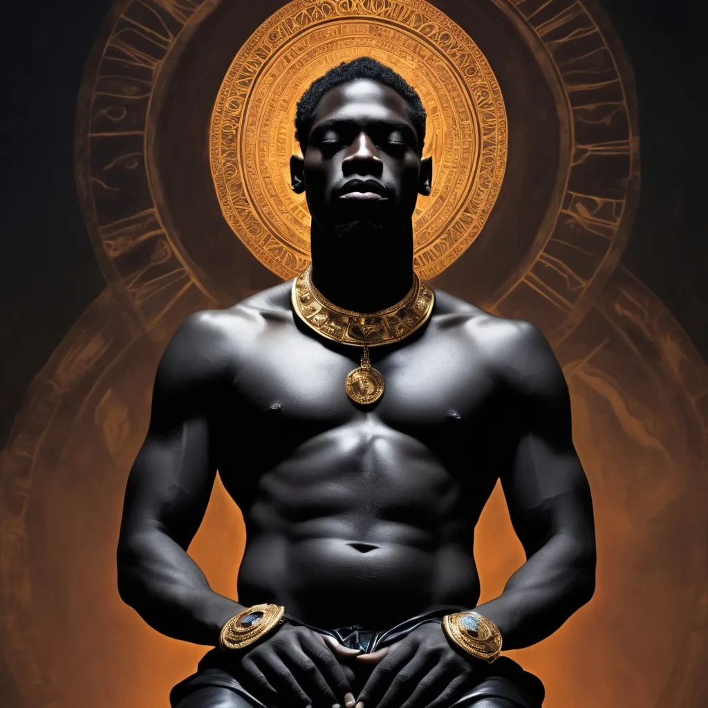 Prompt: a black god in the time of redemtion
