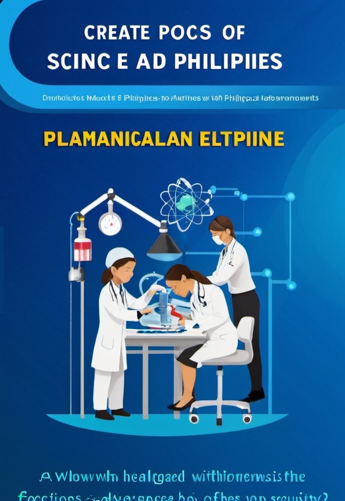 Prompt: Create a poster that illustrates the impact of sciece and technology on nation building in the Philippines. Focus on healthcare such as medical advancements, include the medical staffs, doctors and scientist who help with the society