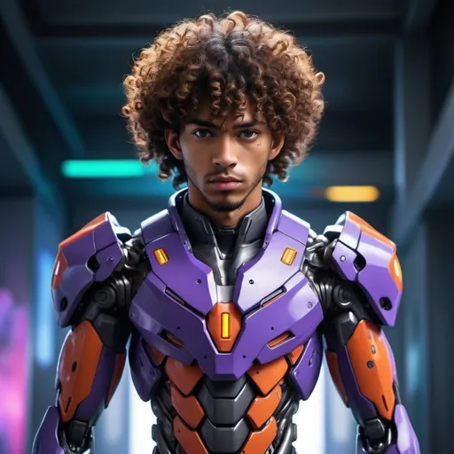 Prompt: Full bod. how feet. hyperrealistic portrait. handsome African American man. show hair. show face. in neon genesis evangelion Evangelion Unit-04. curly hair. 
