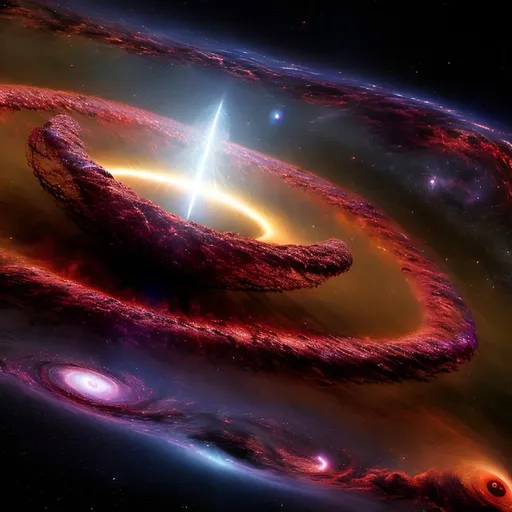 Prompt: Artist depiction of a celestial singularity, interstellar space, 8K, UHD, crisp image quality, beautiful space photo, blackhole, cosmic, surreal, detailed cosmic swirls, intense gravitational pull, vibrant colors, deep space, celestial beauty, intricate patterns, high-resolution, digital art, cosmic art, surreal, vibrant colors, celestial lighting

