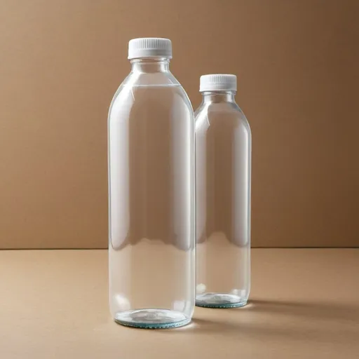 Prompt: Bottle Design: A cylindrical shape made from transparent or translucent recycled plastic. Keep the design simple without intricate details to minimize production costs.

Cap: A screw cap made from the same recycled plastic material as the bottle. The cap should securely seal the bottle to prevent leakage.

Size: The bottle could be around 250ml or 300ml, small enough to reduce material costs but still practical for holding beverages or liquids.

Labeling: A minimalist label with basic product information such as brand name, product name, volume, and any essential instructions or warnings. The label should be small and printed in a single color to save on printing costs.

Packaging: If selling in bulk, consider packaging multiple bottles together in simple cardboard boxes or shrink-wrap to further reduce packaging costs.