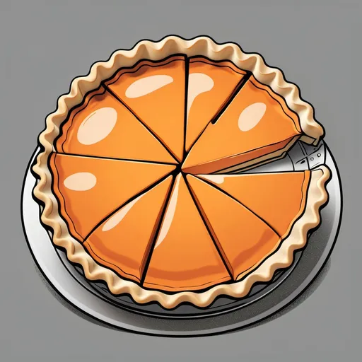 Prompt: Pie Piece Media cartoon illustration, orange (#ff7a00) outlines, with grey and saturated colors