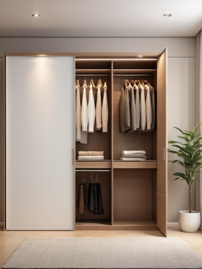 Prompt: place a closet with two sliding doors